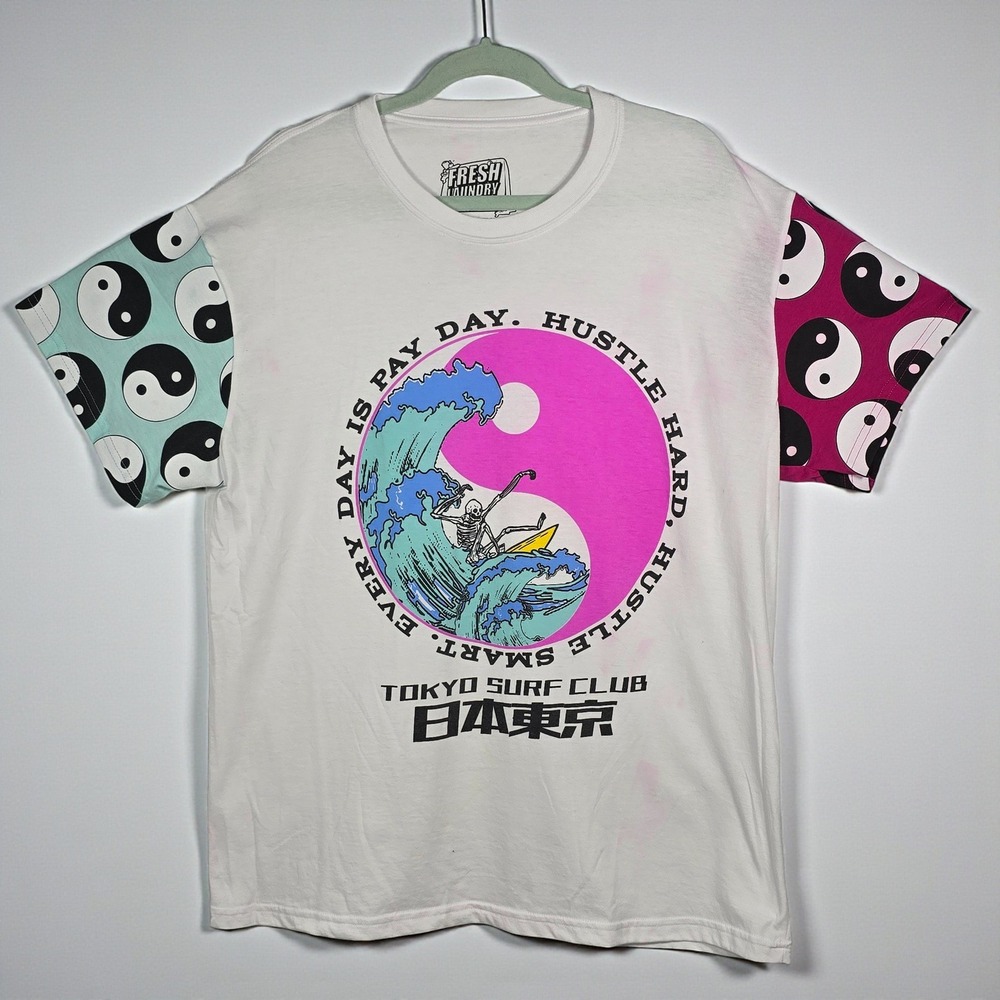 Fresh Laundry Tokyo Surf Club Skeleton Surfing Yin Yang Graphic T Shirt Mens‎ 1X